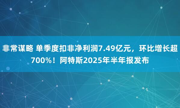 非常谋略 单季度扣非净利润7.49亿元，环比增长超700%！阿特斯2025年半年报发布